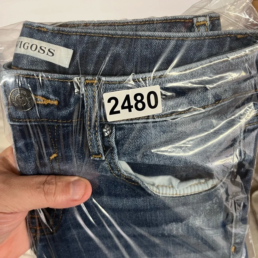 Vigoss Distressed Jagger Skinny Jeans‎ Womens 26 Waist Blue Denim Stretch 2480